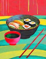 Traditional Japanese dinner scene 