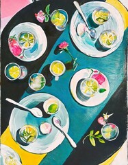 table setting with flowers