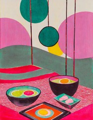 Japanese still life with sushi 