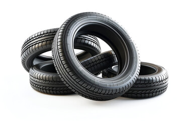 Tubeless car tires on a white background. Focus on the entire frame.