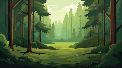 Forest background flat vector illustration 2d flat
