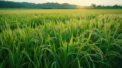 Paddy Field in Close Up and Long Shot