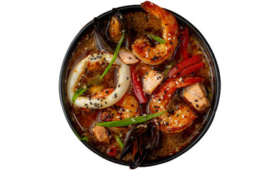 Tom Yum soup with tomato and seafood - 783219377