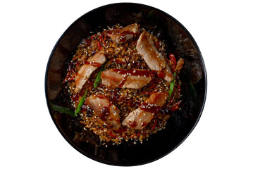 Asian fried wok rice with grilled pork - 783219751