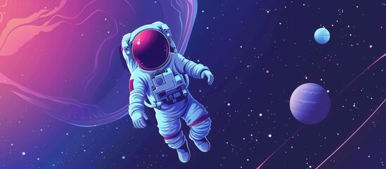 Astronaut in space surrounded by planets, stars, and galaxies, showcasing the wonders of the universe