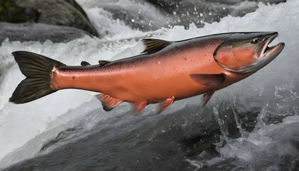 A-Determined-Salmon-Swimming-Upstream-To-Spawn-