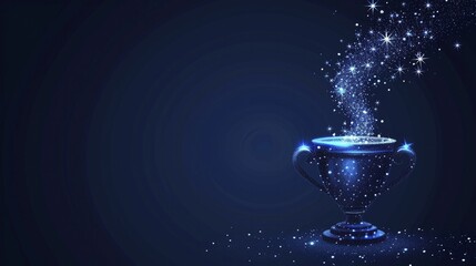 Abstract trophy cup filled with stars, minimalist concept for celestial achievement in business.