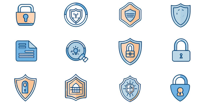 Data Security and Internet Privacy Icon Set isolated on transparent background
