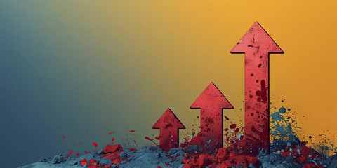 Minimal style illustration of rising arrow on simple background, depicting growth and victory in the business world.