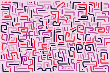 Abstract colorful corner lines pattern, pink background