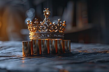 Fototapeta na wymiar An elegant crown poised atop a sleek bar graph epitomizes dominance within diverse industry realms.