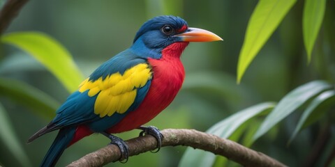 Colorful bird on branch