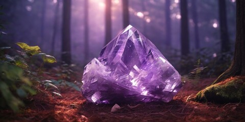 Obraz premium Purple amethyst quartz in the forest