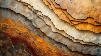 banner background National Geologist Day theme, and wide copy space, An abstract representation of geological layers using geometric shapes in earthy tones, - obrazy, fototapety, plakaty