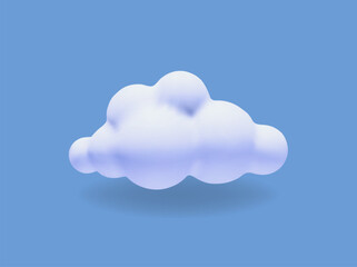 3d cartoon white cloud on blue background. Cartoon fluffy cloud shape Vector illustration