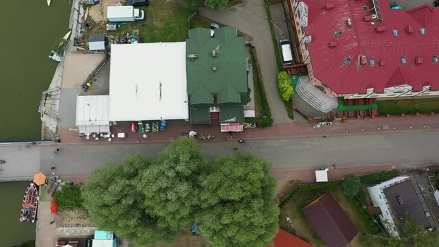Bridge Port Rowy Most Rzeka Lupawa Aerial View Poland
