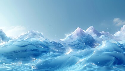Craft a mesmerizing digital artwork illustrating a panoramic view of abstract waves representing global intelligence Use CG 3D rendering to bring depth and life to the concept - obrazy, fototapety, plakaty