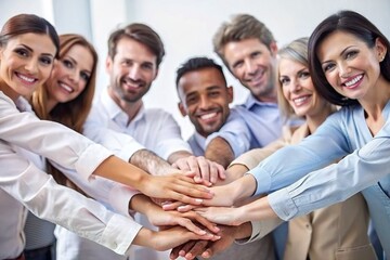 group of business people holding hands