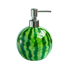 Bottle of soap in the shape of a watermelon. Isolated on transparent background.