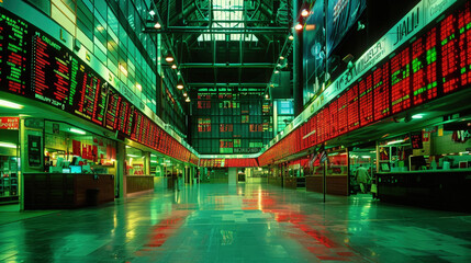 Fototapeta premium A large building adorned with multiple electronic screens displaying various content and information