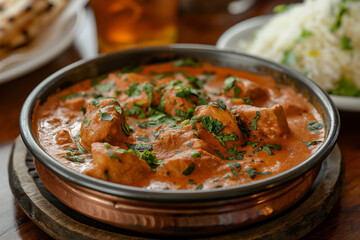 Butter chicken curry with rice  