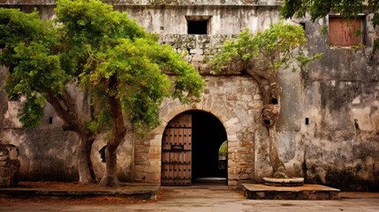Tower entrance of fort exuding rustic charm