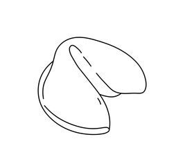 Vector isolated one single fortune cookie shape colorless black and white contour line easy drawing