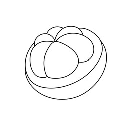 Vector isolated one single half peeled citrus fruit  ogange mandarin grapefruit colorless black and white contour line easy drawing