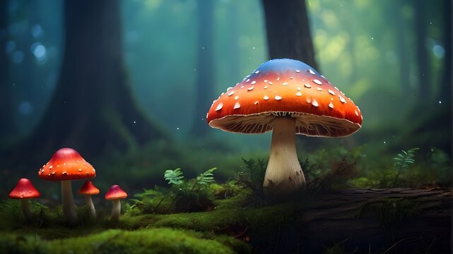 Fantasy Mushroom in mistry forest.