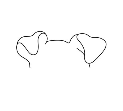 Vector isolated dog puppy top of the head with ears  colorless black and white contour line easy drawing