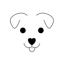 Vector isolated jack russel head face muzzle portrait front view colorless black and white contour line easy drawing