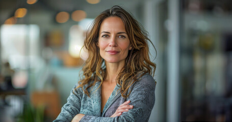 Fototapeta premium Confident businesswoman in modern office setting