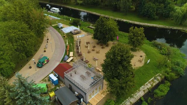 Island Wyspiarz River Gwda Pila Rzeka Bulwary Aerial View Poland