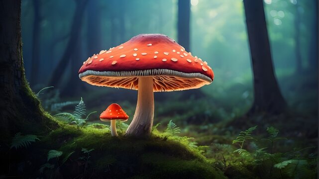 Fantasy Mushroom in mistry forest.