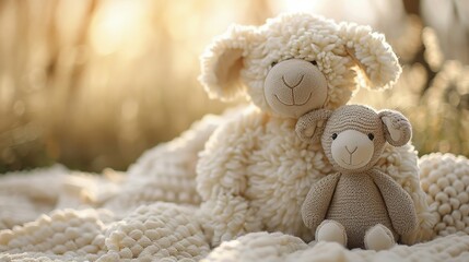 Cuddly Stuffed Animals or Pillows against The Concept of God as a Source of Comfort and Guidance, comforting divinity in soft background - obrazy, fototapety, plakaty