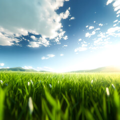 Obraz premium landscape background of green field slope in fresh moody.nature outdoor view. 