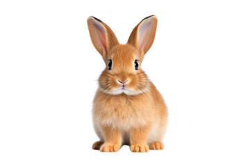 Obraz premium Cute brown rabbit isolated on white, transparent cutout