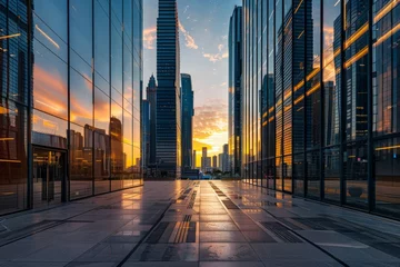 Foto auf Alu-Dibond Contemporary cityscape. gleaming skyscrapers and modern business office buildings © Daria