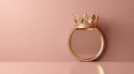 banner background International Beauty Pageant Day theme, and wide copy space, A minimalist composition of a crown floating above a mirror, reflecting beautyr