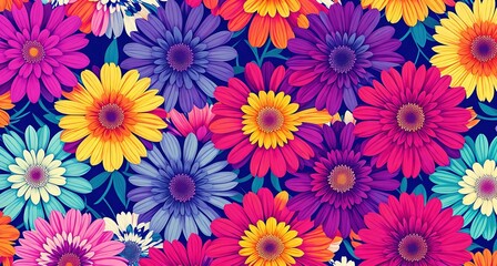 A colorful pattern of flowers.