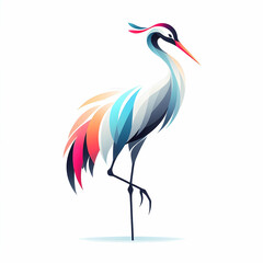 Obraz premium a delicate colorful crane bird minimalist art 