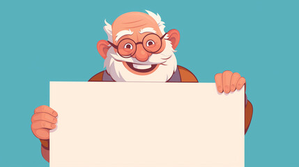 Homem velho segurando um cartaz em branco - Ilustração