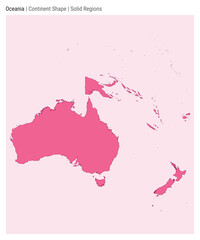 Oceania. Simple vector map. Continent shape. Solid Regions style. Border of Oceania. Vector illustration.