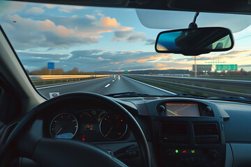 Serene Drive on a Highway at Dusk