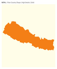 Nepal plain country map. High Details. Solid style. Shape of Nepal. Vector illustration.