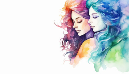 Two women with colorful hair and makeup