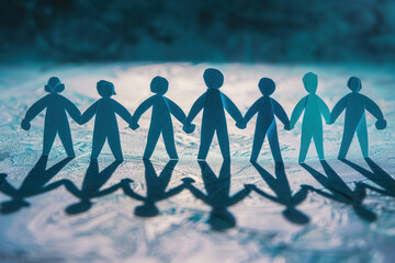 Paper People Holding Hands