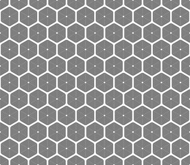 Honeycomb mosaic hexagons background. Rounded stacked hexagons mosaic pattern. Hexagonal shapes. Seamless tileable vector illustration.
