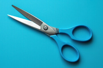 Blue Scissors on Table