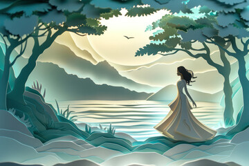 Woman in White Dress Walking Through Woods